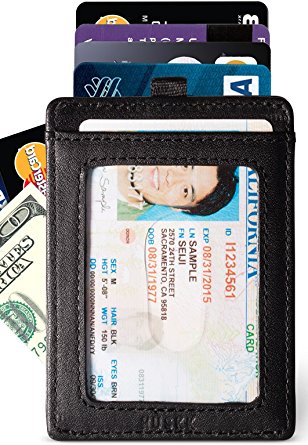 Slim Wallets for Men Leather - RFID Front Pocket Card Holder Sleeve - RFID Blocking