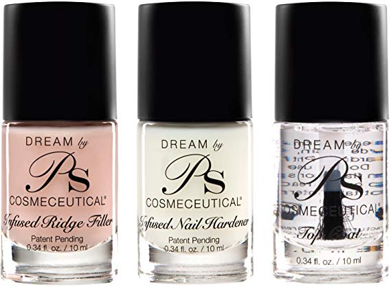 PS Polish Professional Nail Polish Set, Nail Treatment 3 Pack Includes - Top Coat, Ridge-Filler, Nail Hardener and Strengthener, Safe, Non-Toxic, Best Polishes for Manicure, Pedicure - MSRP $45