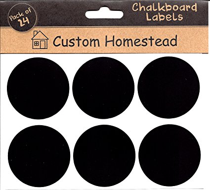Circle Chalkboard Labels Set of 24 - Round Blackboard Stickers Perfect for Mason Jars, Spice Racks, Wine Glass Markers, Pantry and Kitchen Organization, & So Much More
