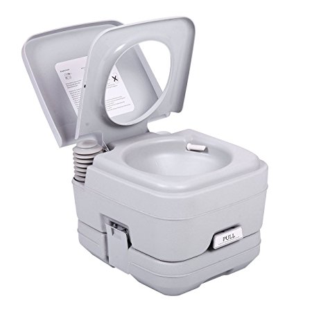 JAXPETY 2.8 Gallon 10L Flush Porta Potti Outdoor Indoor Travel Camping Portable Toilet for Car, Boat, Caravan, Campsite, Hospital Gray