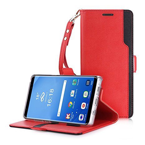 BeePole Samsung Galaxy Note 8.0 Flip Case with Card Slot, Magnetic, Cash Slot, Stand Feature- PU Leather Wallet Case Cover for Samsung Note 8 (Classy-Red)