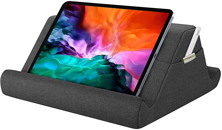 MoKo Tablet Stand Pillow, iPad Pillow Stand with Two-angle Soft Tablet Stand, Compatible with any Size Tablet/Phone (up to 12.9in) Fit iPad 10.2" 2020, New iPad Air 4 3, iPad Pro 11 2020 - Space Gray