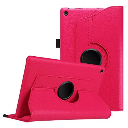 Fintie Rotating Case for All-New Fire HD 8 (6th Gen 2016 release) - Premium PU Leather 360 Degree Rotating Cover Swivel Stand Auto On/Off for Amazon Fire HD 8 Tablet (2016 6th Gen Only), Magenta