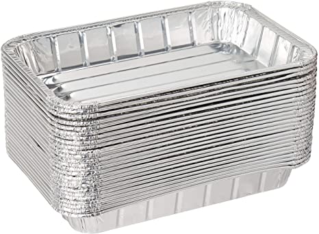 Pack of 25 Disposable Aluminum Foil Toaster Oven Pans - Mini Broiler Pans | BPA Free | Perfect for Small Cakes or Personal Quiche | Standard Size - 8 1/2" x 6"