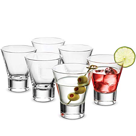 Bormioli Rocco YPSILON Cocktail Glasses set - 8.5 Oz - Bar Glass, (6 Pack) Stemless Martini Glasses for All Alcoholic Beverages like Margarita, Manhattans, Bourbon, Vodka, Lead-Free Whiskey Glass