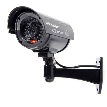 Masione8482 Simulated Surveillance Cameras - New Wireless IP Camera Security Surveillance fake Dummy IR LED cameras - NightDay Vision Look Bullet CCD CCTV Imitation Dummy Camera - Weatherproof bullet housing multiple Flashing Blinking Red infrared LEDs Indoors or OutdoorsHome or DepotBlack