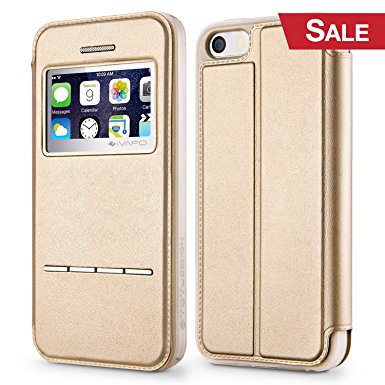 iPhone SE Case, iVAPO iPhone 5s Case with Magnetic Closure Leather Flip Folio iPhone Case with Stand Feature Metal Sensor Cover for iPhone SE/5S/5 Champagne Gold