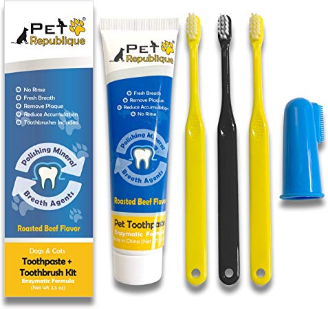 Pet Republique Dog Toothbrush Series Cat and Dog Finger Toothbrush, Handle Toothbrushes, Toothpaste for Dogs, Cats, and Most Pets
