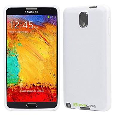 Evecase Slim TPU Case Cover for Samsung Galaxy Note 3 - White (AT&T, Verizon, Sprint, T-Mobile and All Versions Compatible)