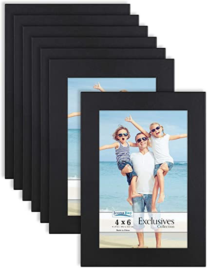 Icona Bay 4x6 Picture Frames (Black, 12 Pack), Sturdy Wood Composite Photo Frame 4 x 6, Sleek Design, Table Top or Wall Mount, Exclusives Collection