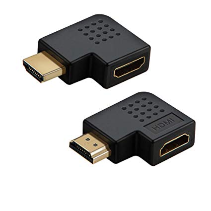 HDMI Male to Female Adapter, CableCreation 2 Pack 90 and 270 degree Right Angle HDMI to HDMI Converter, 4K 3D HDMI Extender for Roku, PS3, PS4, Fire Stick,Chromecast, Nintendo Switch,HDTV, Laptop,Xbox