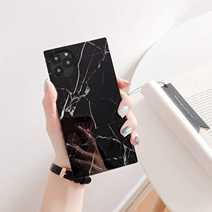 Cocomii Square Marble iPhone 11 Case, Slim Thin Glossy Soft Flexible TPU Silicone Rubber Gel Trunk Box Square Edges Fashion Phone Case Bumper Cover for Apple iPhone 11 6.1 Inch 2019 (Black)