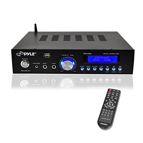 Pyle-Pro PDA5BU Bluetooth 200 Watt Stereo Amplifier with USB/SD Flash Drive Readers, Radio, Remote and LCD Display
