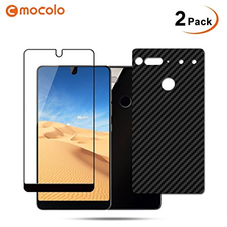Essential Phone Screen Protector, Curved Premium Black Front Protector [Case Friendly]   Vinyl Skins Carbon Fiber Rear Back Protector