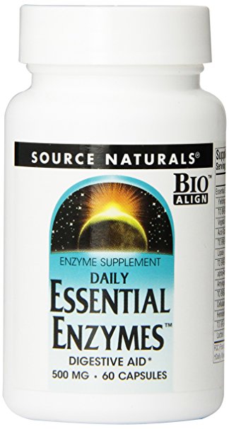 Source Naturals Essential 500 mg Full Spectrum Digestion with 8 Active Enzymes, 60 Count