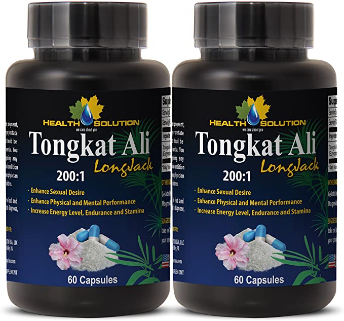 Testosterone Booster for Men libido - TONGKAT ALI Root Premium Extract 200 : 1 - Longjack tongkat ali - 2 Bottles - 120 Capsules