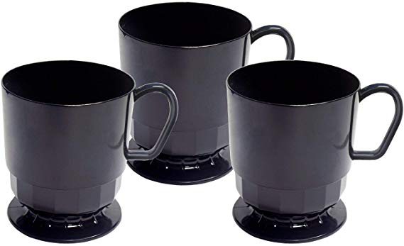 Party Essentials Deluxe/Elegance Hard Plastic 8-Ounce Coffee Cups (Black, 50-Count)