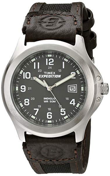 Timex Men's T40051 Expedition Metal Field Brown Leather Strap Watch