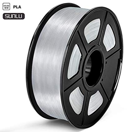 SUNLU PLA 3D Printer Filament, 1.75 mm PLA Filament Dimensional Accuracy  /- 0.02 mm, 1 kg Spool, PLA Transparent