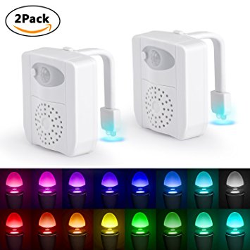 Sunnest 2 Pack UV Sterilizer Toilet Night Light, LED Toilet Bowl Light with Aromatherapy & 16 Colors Changing