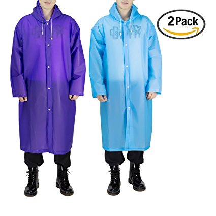 Portable Adult Rain Poncho, Opret Reusable Raincoat with Hoods and Sleeves, Durable, Lightweight and Perfect for Outdoor Activities, Size 45.2" by 24.8"