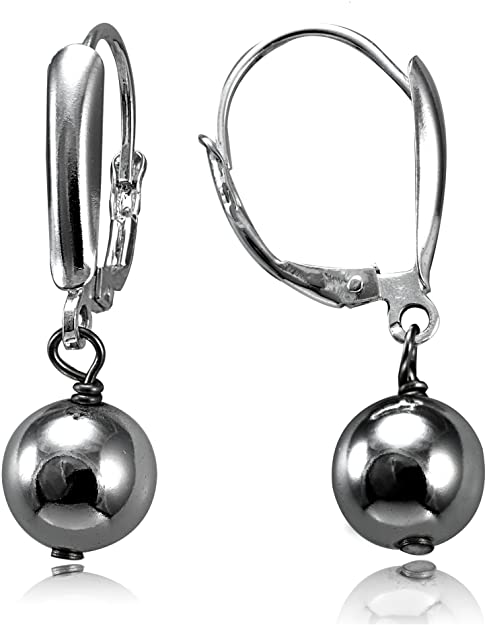 Hoops & Loops - Sterling Silver Ball Bead Dangle Leverback Earrings | Sterling Silver, Yellow & Rose Gold Flash Plated
