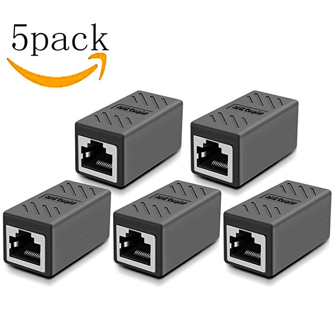 Oneme Network Cable Coupler,RJ45 Adapter - Shielded in-Line Coupler for Cat7/Cat6/Cat5e/cat5 Ethernet Cable Extender Connector - Ethernet Cable Connectors Female to Female(Gray-5 Pack)