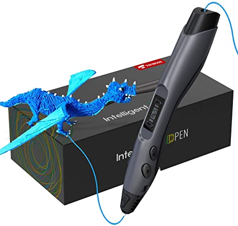 3D Printing Pen, TECBOSS Intelligent 3D Pen with 2 Pack PLA Filaments, Compatible with PLA & ABS, LCD Display Great Arts Crafts Gift for Kids & Adults