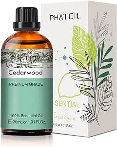 Cedarwood Essential Oil, 1.01Fl.Oz (30ML) PHATOIL Pure Essential Oil Singles for Aromatherapy Diffusers, Humidifiers, Great for DIY Candle and Soap Making, Gift for Friend