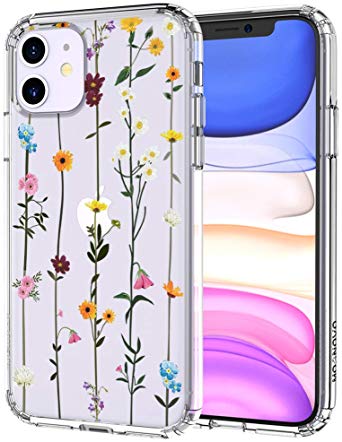 MOSNOVO iPhone 11 Case, Wildflower Floral Flower Pattern Clear Design Transparent Plastic Hard Back Case with TPU Bumper Protective Case Cover for Apple iPhone 11 (2019)