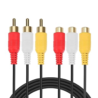 GREATLINK 3RCA AV Extension Cable - Premium Gold Plated 3 RCA Male to 3 RCA Female Audio Video Extension Cable 3RCA Male to Female Audio Composite Extension Video Cable DVD CD AV TV (6FT)