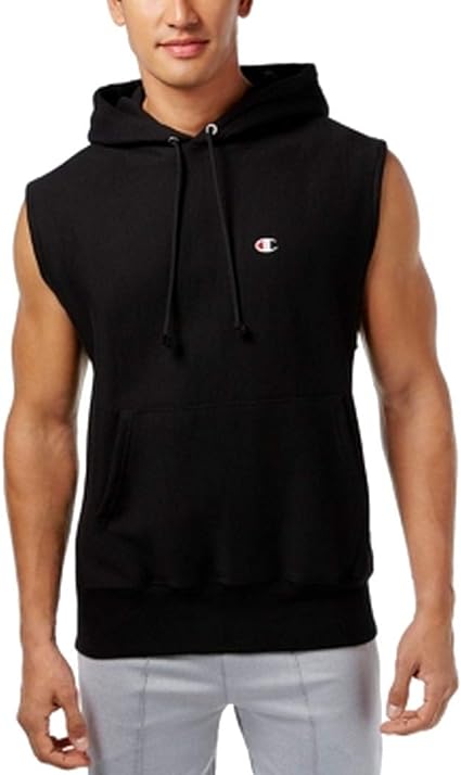 Champion Men's Reverse Weave Sleeveless Po Hoodie, Black, Small