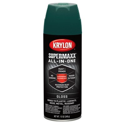 Case of 6, Krylon SUPERMAXX, 12 OZ, Hunter Green, Gloss Brilliant, Premium Spray Paint, K08957000