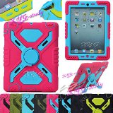 NEW Waterproof Shockproof Dirt Snow Sand Proof Survivor Extreme Army Military Heavy Duty Cover Case Kickstand for Apple iPad Mini Kids Children Gift XYG 2-pinkblue