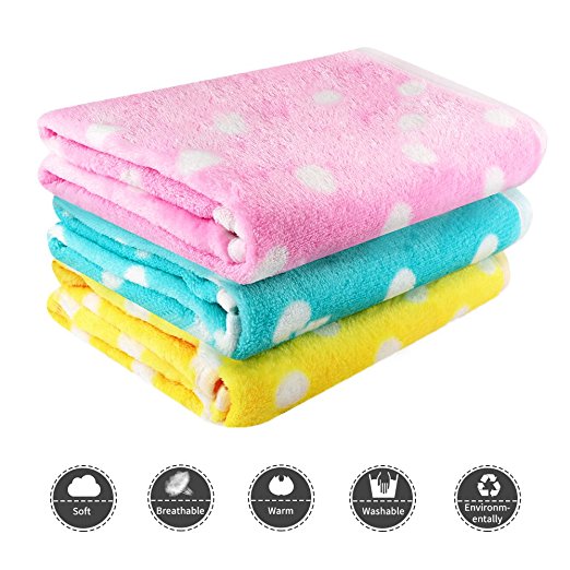 ONSON Dog Blanket, 3 Colors Super Soft and Fluffy Fleece Coral Velvet Pet Blankets, Soft Cute and Appealing Cat Blanket For Puppy Cat