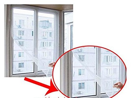 Kittymouse Anti Mosquito Bug Insect Fly Window Screen Mesh Net Curtain with Sticky Velcro Tape (2 Pcs, White)
