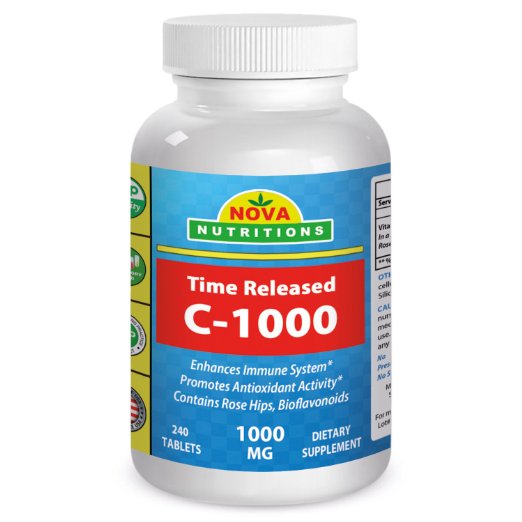 Vitamin C-1000 mg 240 Tablets (Time Released) by Nova Nutritions