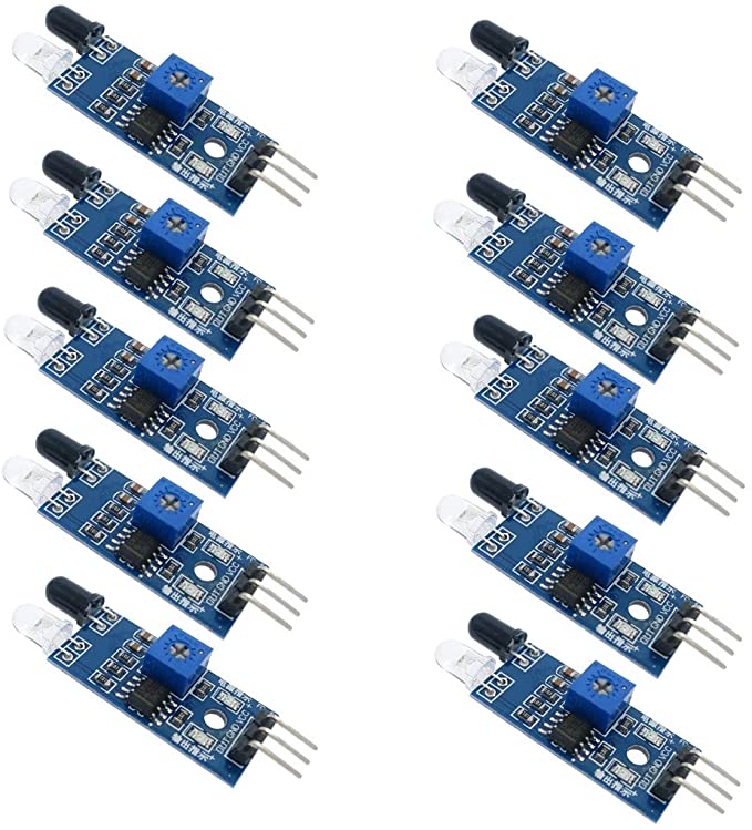 HiLetgo 10pcs IR Infrared Obstacle Avoidance Sensor Module for Arduino Smart Car Robot 3-Wire Reflective Photoelectric for Arduino Smart Car Robot