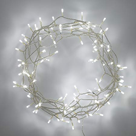 Lights4fun Indoor Fairy Lights with 100 White LEDs on 8m of Clear Cable by