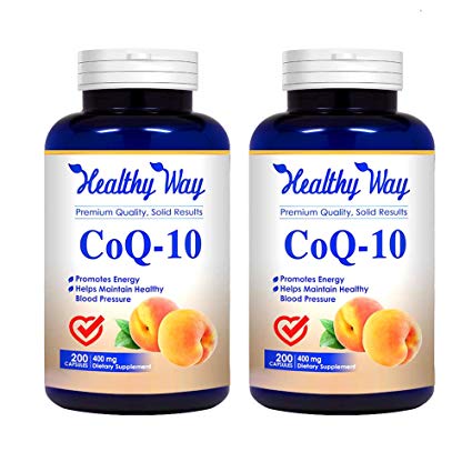 Healthy Way Pure CoQ10 400mg, 400 Capsules Supports Heart Health & Helps Maintain Healthy Blood Pressure, 2 Pack (400 Capsules) - Non-GMO USA Made 100% Money Back Guarantee - Order Risk Free!