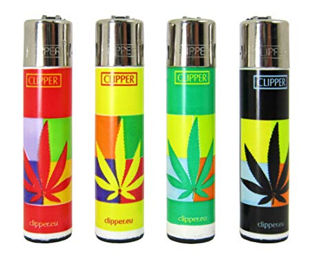 Bundle - 4 Items - Clipper Lighter Marijuana Hemp "Leaves" Collection