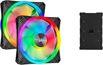 Corsair iCUE QL140 RGB, 140 mm RGB LED PWM Fans (68 Individually Addressable RGB LEDs, Speeds Up to 1,250 RPM, Low-Noise) Dual Pack with iCUE Lighting Node CORE Included - Black