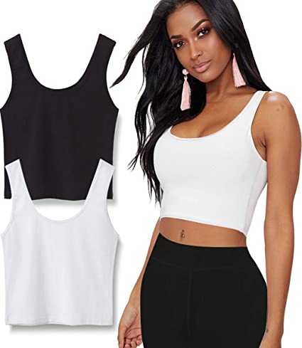 TELALEO Crop Tops for Women or Teens, Basic Solid Active Sleeveless Crop Tank Tops for Yoga, Street and Home