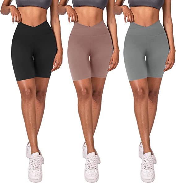 YOLIX 3 Pack Buttery Soft Biker Shorts for Women – 8" High Waisted Yoga Workout Athletic Sports Shorts