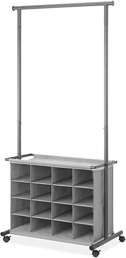 Whitmor 16-Cubby, Gray Garment Rack