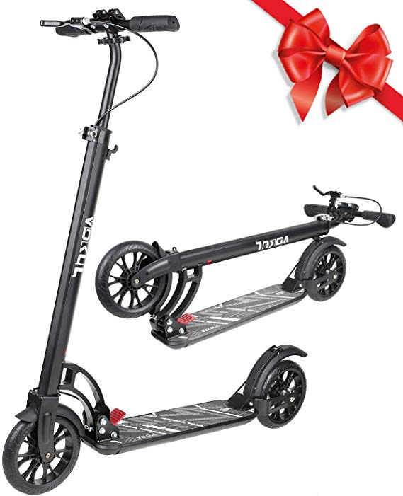 VOKUL Foldable Kick Scooter for Adults Teens Kids with Big 200mm Wheel,Hand Disc Brake Two-Wheels Commuter Scooter -Aesthetic Design,Full Aluminum Body,3 Seconds Easy-Folding System,220lbs Capacity