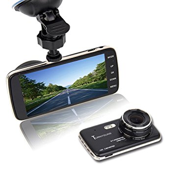 TURNYOUNG 4" Car Dash cam-Dashboard Camera with HD1080 G-Sensor WDR 155Degree Angle Night Vision and 8GB Class10 TF Card