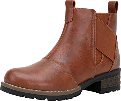 Jeossy Women's 9007 Ankle Boots Comfy Chelsea Low Heel Booties for Women