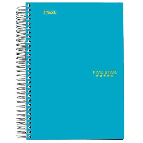 Five Star Spiral Notebook, 1 Subject, College Ruled Paper, 100 Sheets, 7" x 5", Personal Size, Teal (45484AA4)