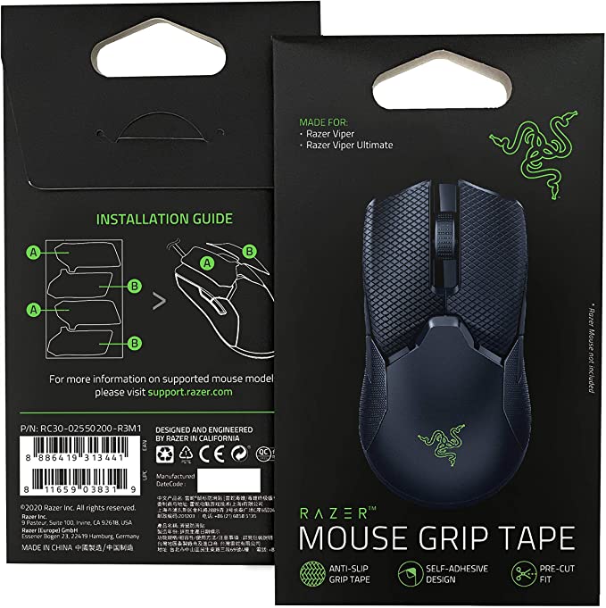 Razer Mouse Grip Tape - for Razer Viper/Viper Ultimate: Anti-Slip Grip Tape - Self-Adhesive Design - Pre-Cut (RC30-02550200-R3M1)